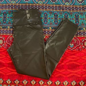 High Waisted Faux Leather Legging with Pockets
